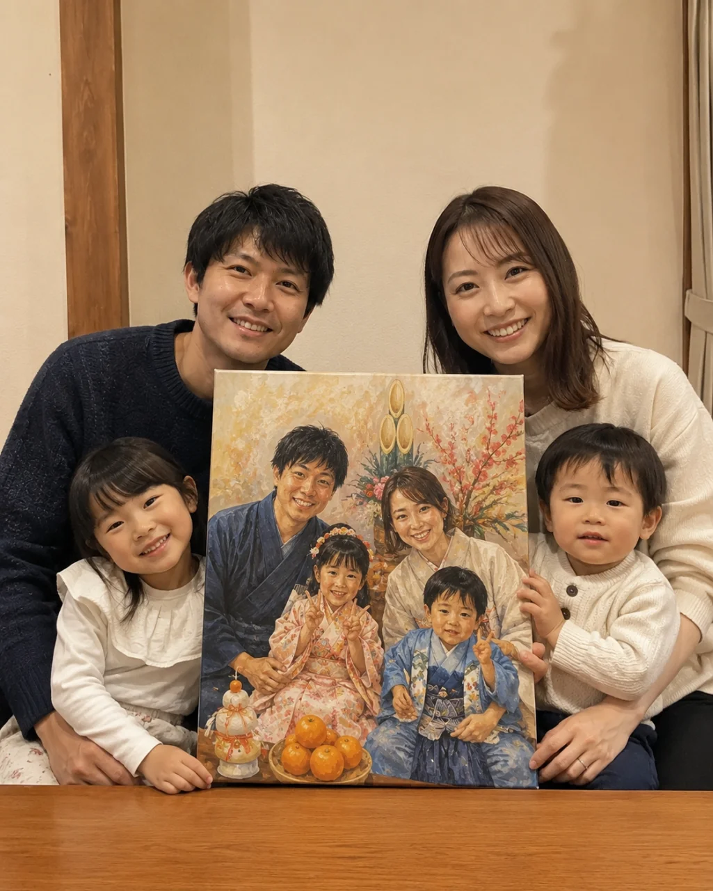 ご家族の肖像 - 水彩画の作品を飾った実例