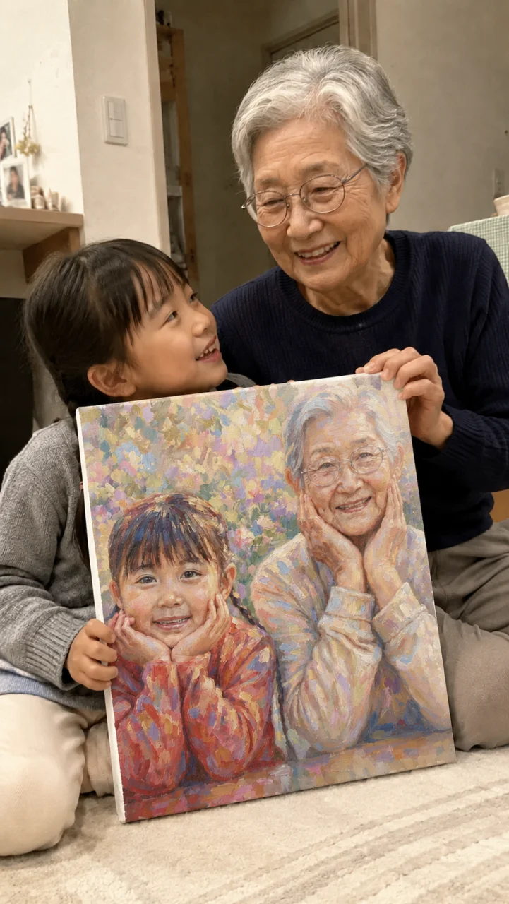 ご家族の肖像 - やわらか絵画の作品を飾った実例