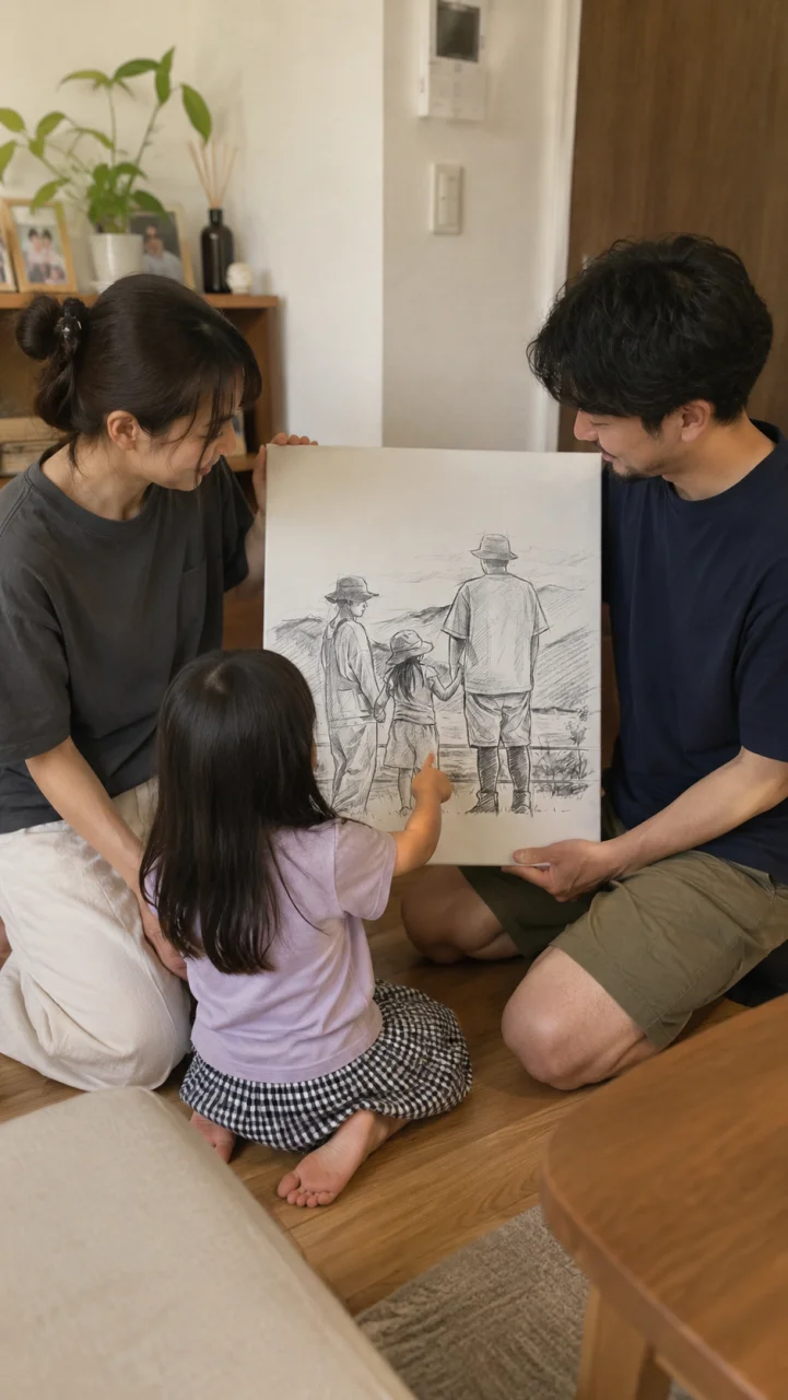 ご家族の肖像 - スケッチの作品を飾った実例