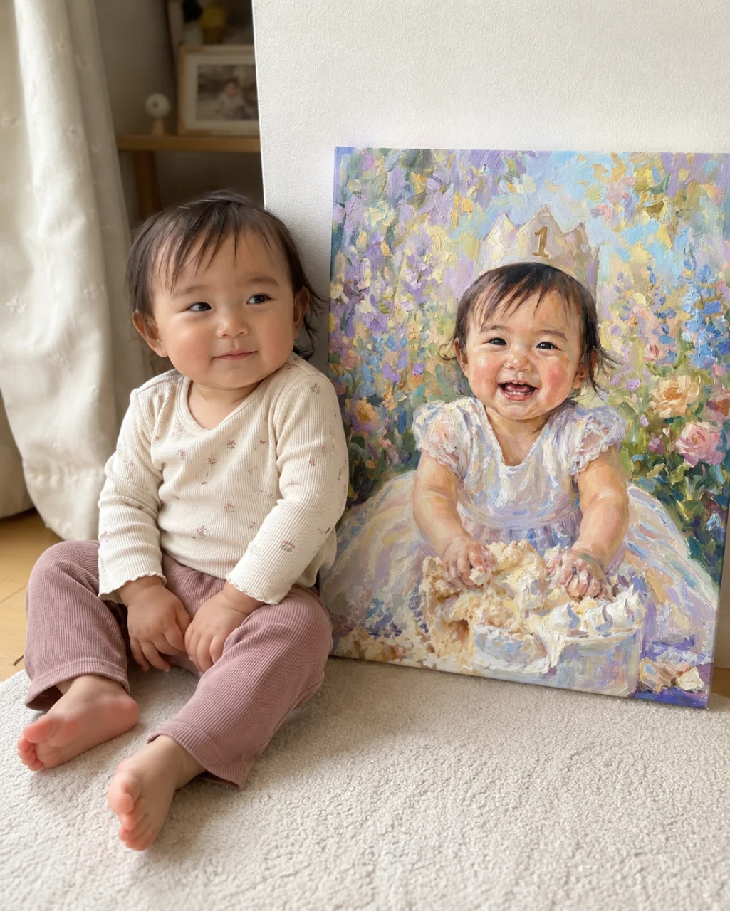 お子さまの肖像 - やわらか絵画の作品を飾った実例