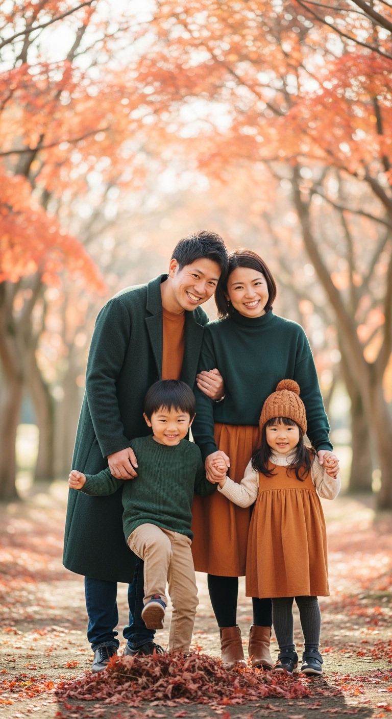 秋の家族の肖像 - 元の写真