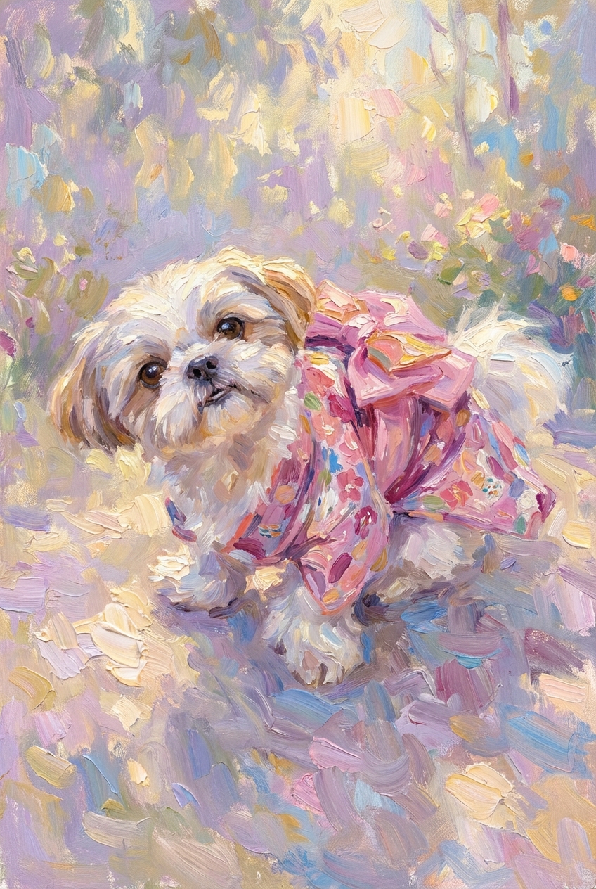 シーズーの肖像 - やわらか絵画