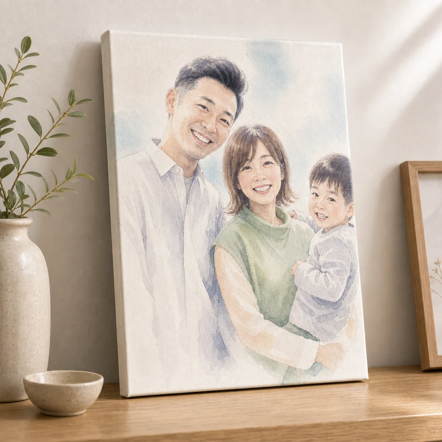 キャンバスアートの実物イメージ（水彩画）